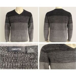Claiborne Sweater‎ XL Men Dark Ombre V neck Pullover Tunic Dark Academia Casual
